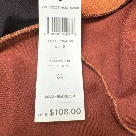 BCBGeneration Mixed Media Sheath Fall Dress Cinnamon Size S Faux Suede Slits NWT - Picture 6 of 10